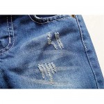 QZH.DUAO EMAOR Unisex Kids Baby Elastic Waist Ripped Holes Denim Pants Jeans & Shorts 18Months - 8Years