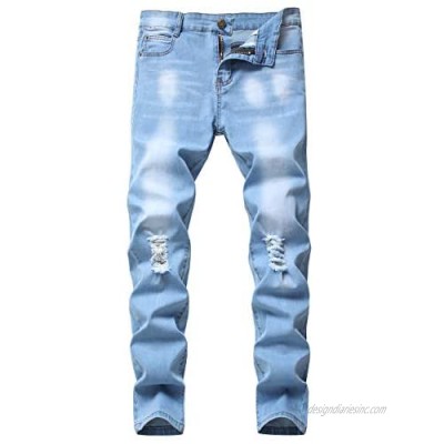 Wedama Boy's Ripped Distressed Destroyed Stretch Slim Fit Skinny Demin Jeans Pants