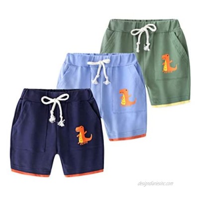 AMMENGBEI Boy's 3-Pack Summer Cotton Shorts 2-10 Years