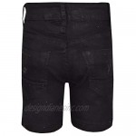 Kids Boys Denim Shorts Jet Black Ripped Chino Bermuda Jeans Knee Length Shorts