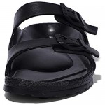 ANLUKE Kids Comfort Slides Soft Sandals with Adjustable Double Buckles Slip On Slide Sandal for Boys Girls