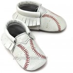 Baseball Moccasin Printed Stitch Design 100% American Leather Moccasins for Babies & Toddlers Made in US