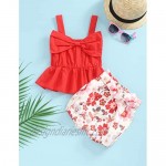 Baby Clothing Kids Summer Clothes Girls Flower Printing Vest + Pure Color Pants Children Clothing Set