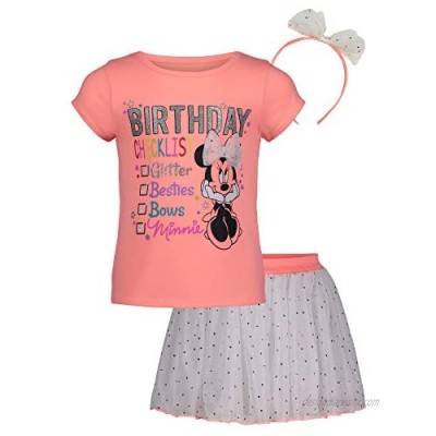 Disney Toddler Girls Minnie Frozen Little Mermaid T-Shirt  Skirt & Headband Set