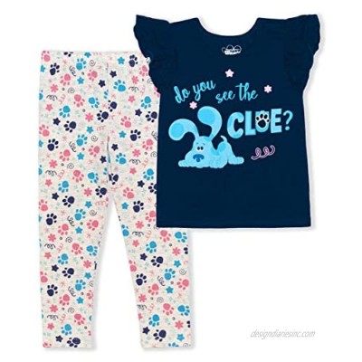 Nickelodeon Blue's Clues Girl's 2-Piece Ruffle Sleeve Top and Legging Pant Set