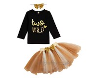 Toddler Baby Girls Floral Tutu Skirt Set Wild Two Long Sleeve 3Pcs Outfits with Headband