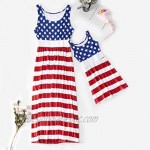 4th of July Clothes Mommy and Me Dresses Striped Dot Tank Maxi Long Dress Sundress Family Matching Outfits