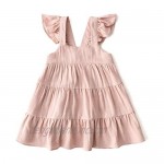 Curipeer Little Girl Cotton Linen Dress with Smocking Casual Dress Sleeveless for Spring Summer 1-8 Years