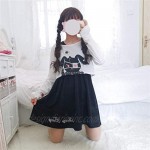 Cute Dress for Teens Girl Two Piece Set Bunny Prints Casual Cotton Dresses for Spring Autumn