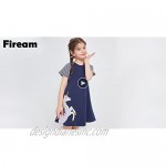 Fiream Girls Dresses Cotton Striped Cartoon Applique Casual Animal Printed Outfits Dress