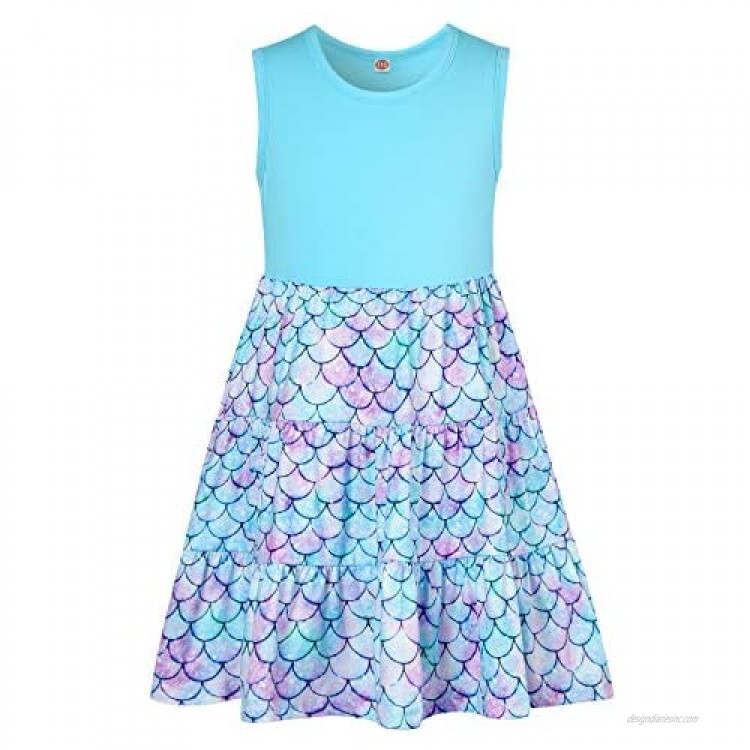 Lovekider Girls Casual Dress for Summer Cute Sleeveless Swing Sundress Twirling Tiered Princess Midi Dresses 2-8T