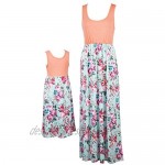 Qin.Orianna Mommy and Me Matching Maxi Dresses Sleeveless Top Bohemia Floral Printed Matching Outfits with Pockets