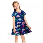 RAISEVERN Girl's Short Sleeve Dress Casual Swing Twirl Skirt for Holiday Theme Party 2-9T