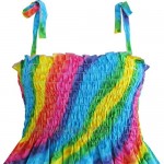 Sunny Fashion Girls Dress Rainbow Smocked Halter