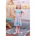 uideazone Girls Sleeveless Dress Round Neck Floral Printed Casual Party Sundress 4-12 Years