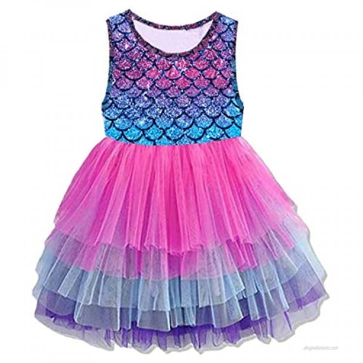 VIKITA Girls Casual Dress Toddler Girl Summer Dresses Short Sleeve Tutu Dresses for Little Girls 3-8 Years