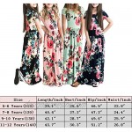 YIJODM Girls Floral Maxi Dress Flower Printed Short Sleeves Dress with Pockets Summer Long Holiday Dress