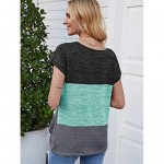 T Shirts for Women Round Neck Short Sleeve Colorblock Casual Tunic Plus Size Womens Tops Shirt