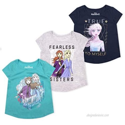 Disney 3-Pack Frozen II T Shirts for Girls and Toddlers with Princess Elsa and Anna