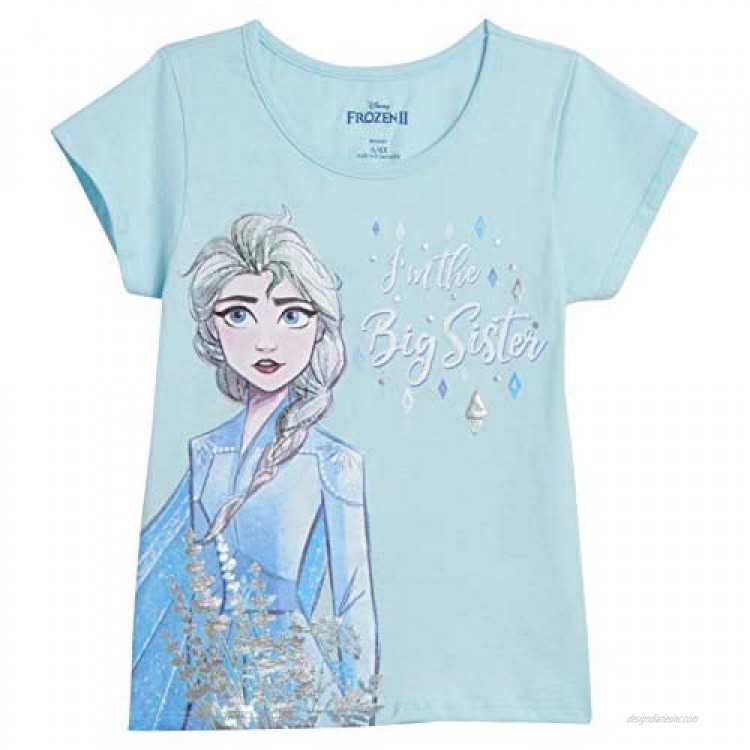 Disney Frozen Elsa Anna Graphic Short Sleeve T-Shirt Blue
