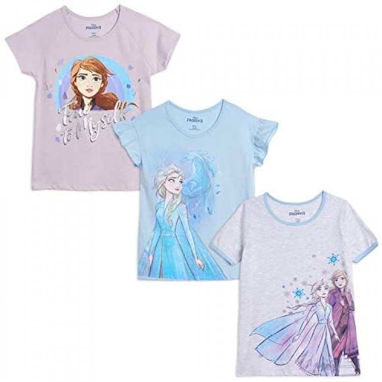 Disney Frozen II Big Girls Short-Sleeve Fashion 3 Pack T-Shirts