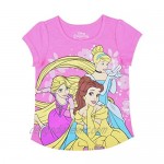 Disney Princess Girl's 4 Pack Short Sleeves Tee Shirt Set Fashionable Bundle for Kids