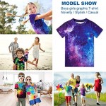 Funnycokid Boys Girls 3D Printed Graphic T-Shirt Kids Teenagers Short Sleeve Tee Shirts 6-16 Years