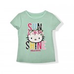 Hello Kitty Girls Short Sleeve Tee Shirt with Glitter Print