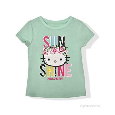 Hello Kitty Girls Short Sleeve Tee Shirt with Glitter Print