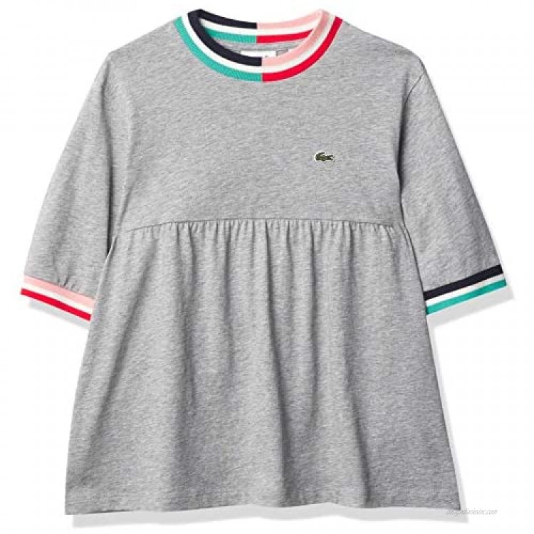 Lacoste Girls' Short Sleeve Semi Fancy Ruffle T-Shirt