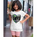 MISS POPULAR 2-Pack Girls' Short Sleeve Flip Sequin T-Shirt Cute Reversible Love Heart | Sizes 7-16