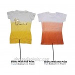 MISS POPULAR 3-Pack Girls Kids T-Shirt Dip Dyed Foil Print Short Sleeve Twist Front Size 4-16 | Girls Fashion Shirt