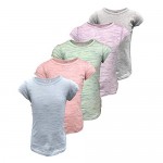 MISS POPULAR 5-Pack Girls Space-Dye Marble T-Shirts Many Colors Sizes 2T-16