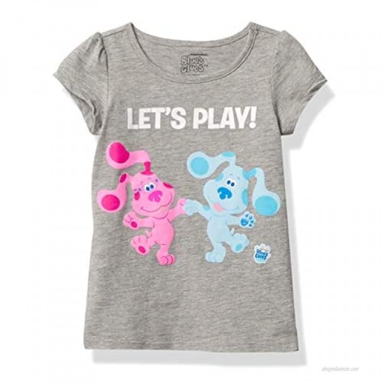 Nickelodeon Blue's Clues & You Be You Toddler Girls Short Sleeve Tee Shirt-Blue & Magenta