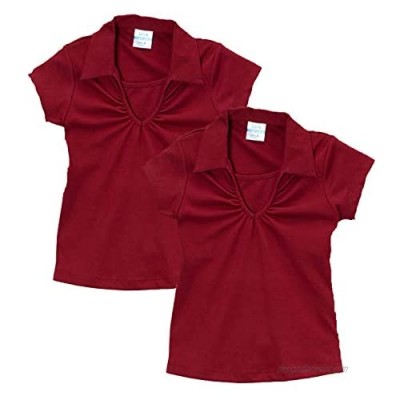 unik Girl's Uniform V-Neck Collar Shirt Short Sleeve Multipack