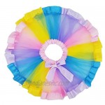 BGFKS Layered Ballet Tulle Rainbow Tutu Skirt for Little Girls Dress Up with Matching Sparkly Unicorn Hairbow