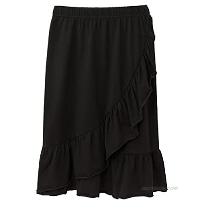DOTDOG Girls' Tiered Ruffle Midi Skirts Soft Cotton Maxi Skirts with Waistband Waist for Girls 3-12 Years