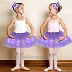 Girl Tutu Skirts Magic Light Princess LED Dancing Tulle Skirts with Hair Bow