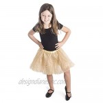 Girl's Princess 4 Layered Dress Up Tulle Tutu Skirt with Sparkling Sequins
