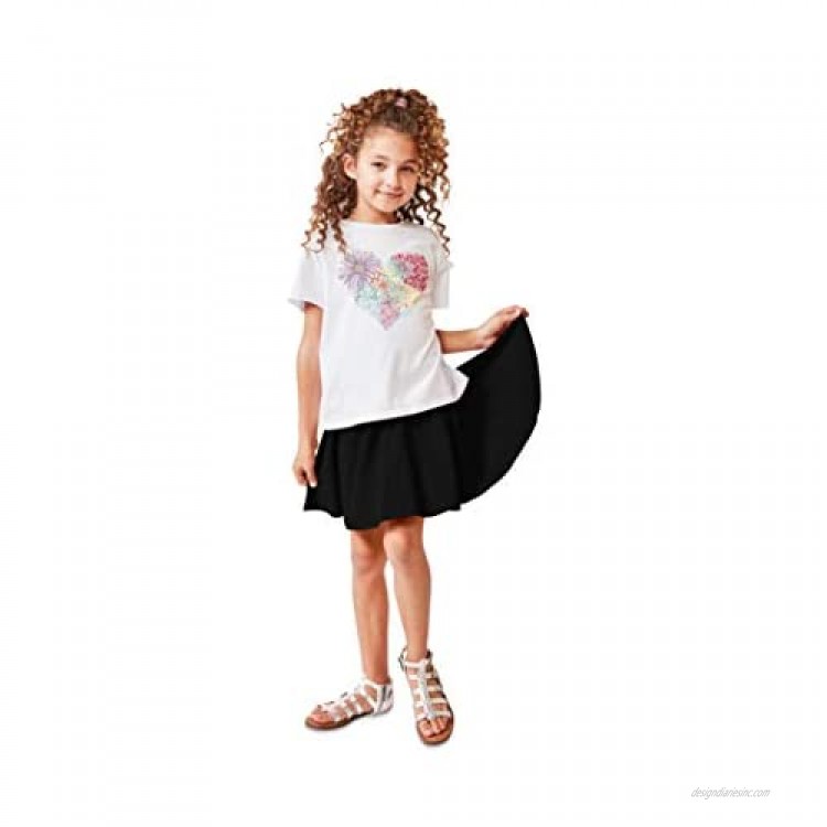 KIDPIK Fun & Flairy Skirt & Active Short Hybrid - Choose from Stripe Knit Double Ruffles Front Tie or Basic Skater Swing