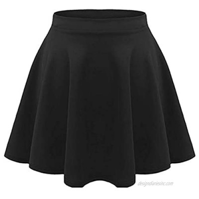 Loxdonz Girls Kids Casual Mini Stretch Waist Flared Plain Pleated Skater Skirt