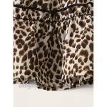Milumia Girl's Leopard Print Short Skirt Elastic Waist Ruffle Hem A Line Tiered Skirt