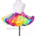 traderplus Little Girls Layered Rainbow Ribbon Tutu Skirt Dress Ballet Tiered