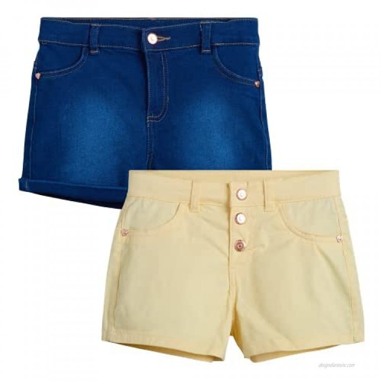 Vince Camuto Girls' Solid Color Stretch Twill Shorts with Button Fly (2 Pack)