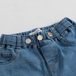 Yvinak Girls Stretch Denim Shorts Little Girls Cuffed Pull on 5 Pocket Denim Jeans Shorts