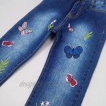 Kidscool Little Girls Embroiderd Grass Jeans Pants Blue 5-6 Years