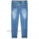 KIDSCOOL SPACE Kids Ripped Holes Fake Patched Dsign Turn Up Legs Jeans