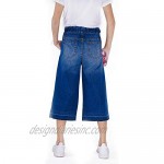 M.D.K Girls Denim Culottes Cropped Length Drawstring Loose Fit Wide Leg Jeans