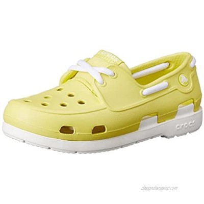 CROC Kids Beach Line Lace Up Boat Shoes  Chartreuse/White  US 7 Toddler