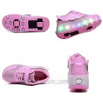 Ehauuo Kids USB Charging LED Light up Shoes with Wheels Retractable Roller Skates Shoes Roller Sneakers for Unisex Girls Boys Beginners Gift
